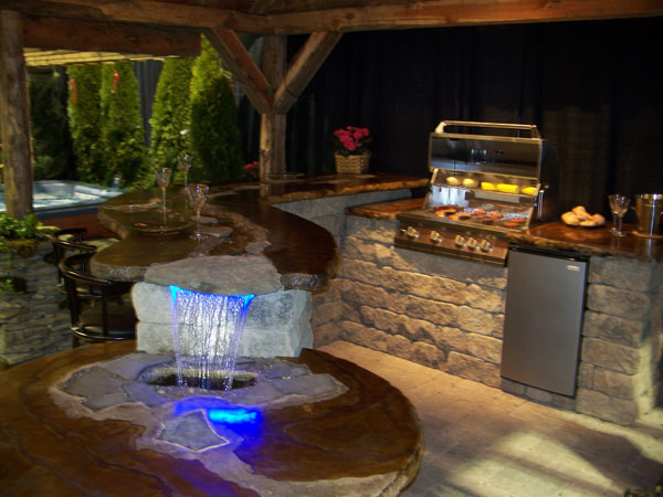 Waterfall Bar Outdoor Kitchen